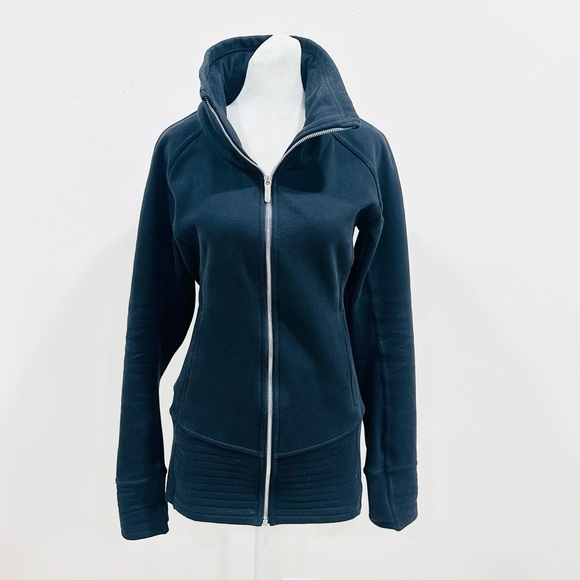 lululemon athletica Sweaters - Lululemon Radiant Jacket II Emerald Black Women’s Size 6 Cotton Fleece Full Zip